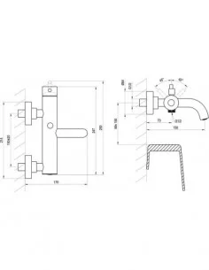 Vonios maišytuvas Espirit ES 022, Šlifuotas grafito, RAVAK