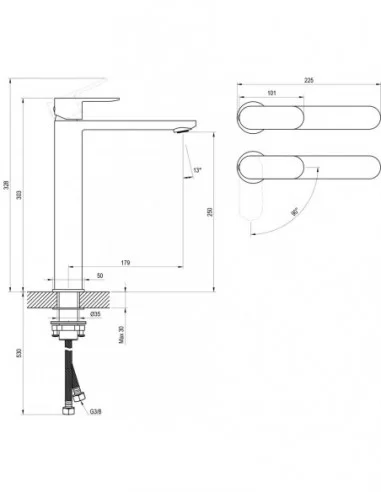 Praustuvo maišytuvas Chrome II 300 mm su BeCool funkcija, Blizgus chromas, RAVAK