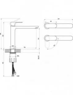 Maišytuvas ELEGANTA 220mm su BeCool funkcija, Juodas matinis, RAVAK