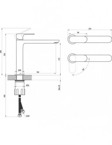 Maišytuvas ELEGANTA 220mm su BeCool funkcija, Juodas matinis, RAVAK