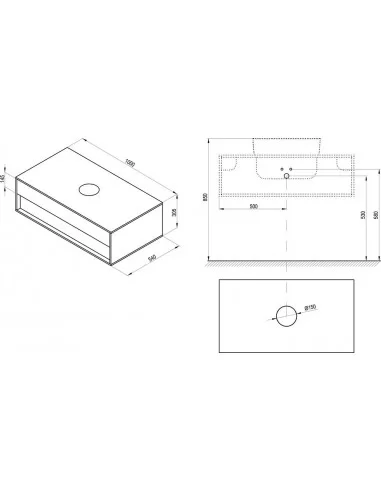 Pakabinama praustuvo spintelė su stalviršiu Step, Balta/ažuolas, RAVAK