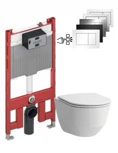 Pakabinamas unitazas Laufen Pro Rimless su TECE 8cm storio rėmu ir nuleidimo plokštele