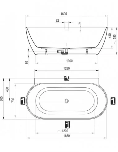Vonia Freedom Wall II Tec 170x87cm , RAVAK