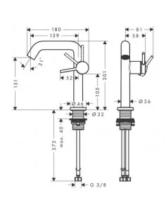 Praustuvo maišytuvas Tecturis S 150, juodos sp., Hansgrohe