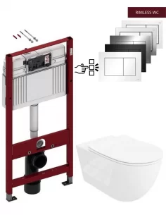 Pakabinamas unitazas SINTO GRANDE 3.0 su TECEbase rėmu ir nuleidimo plokštele