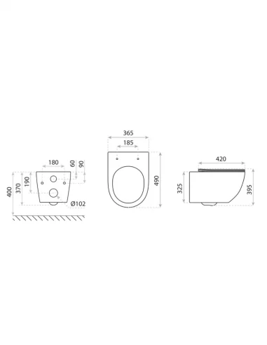 Pakabinamas unitazas SINTO 3.0 su TECE rėmu ir TeceNow nuleidimo plokštele