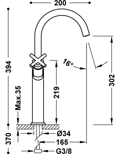 Maišytuvas praustuvui MONTBLANC XXL, rožinio aukso sp., TRES