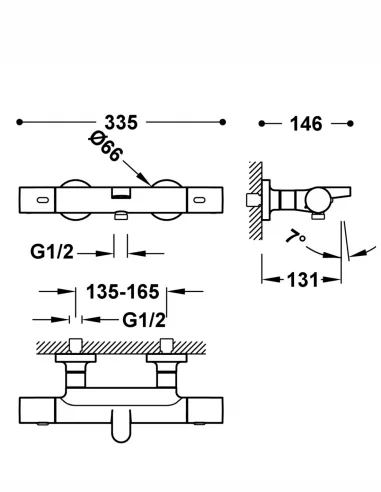 Maišytuvas voniai su dušo komplektu OVER-WALL, rožinio aukso sp., TRES