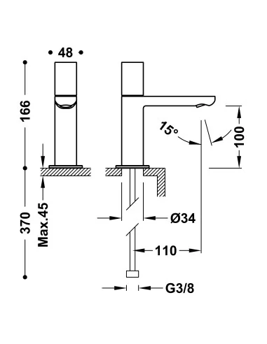 Maišytuvas šalto vandens Project-Tres, plieno sp., TRES