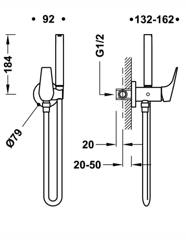 Potinkinis maišytuvas su bideta dušeliu CANIGO, chromo sp., Tres