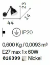 Sieninis šviestuvas newton ap1 nickel, Ideal lux