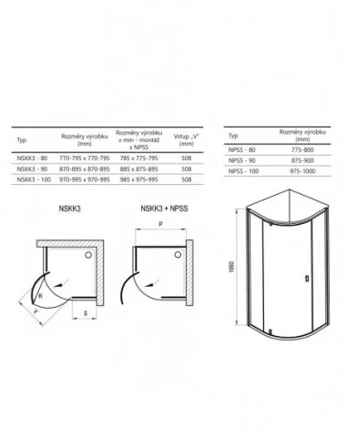 Dušo kabina Nexty NSKK3, Balta matinė, RAVAK