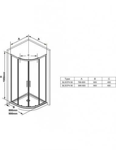 Blix Slim BLSCP4 dušo kabina, Chromo, RAVAK