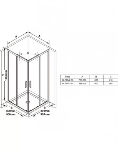 Blix Slim BLSRV2 dušo kabina, Chromo, RAVAK