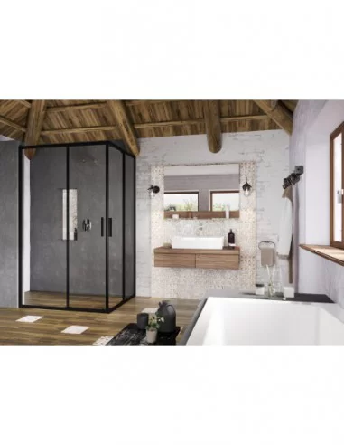 Dušo kabina Blix Slim BLSRV2K+BLSRV2K, Juoda, RAVAK