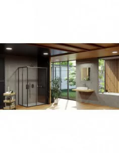 Dušo kabina Blix Slim BLSRV2K+BLSRV2K, Juoda, RAVAK