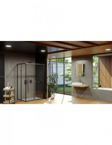 Dušo kabina Blix Slim BLSRV2K+BLSRV2K, Juoda, RAVAK