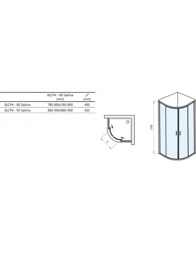Žema dušo kabina Blix BLCP4 Sabina, Balta, RAVAK