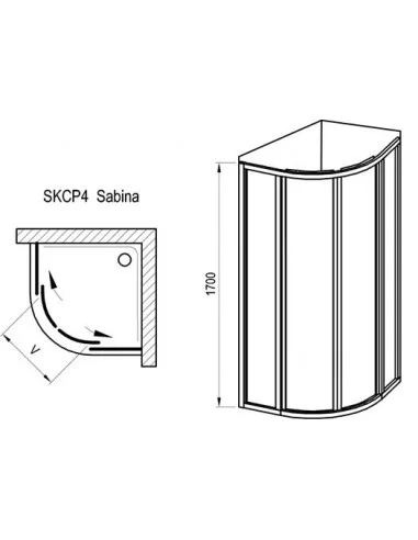 Žema dušo kabina Supernova SKCP4 Sabina, Satinas, RAVAK
