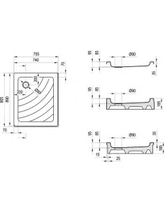 Dušo padėklas Aneta, Balta, RAVAK