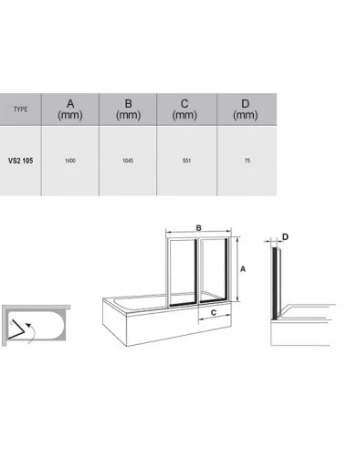 Vonios sienelė VS2, Satinas, RAVAK