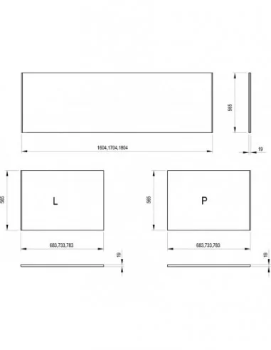 Šoninė apdailos plokštė MDF 80, satino medienos sp., RAVAK