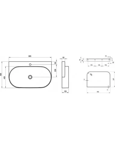 Praustuvas Yard 80 su skyle maišytuvui, Deepsea blue, RAVAK