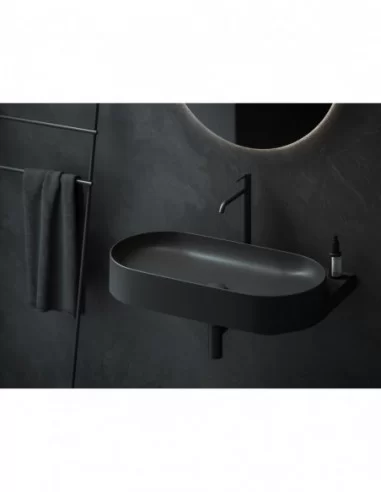 Praustuvas Yard 80 su skyle maišytuvui, Juodas matinis, RAVAK