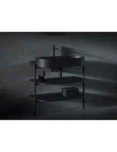 Praustuvas Yard 80 su skyle maišytuvui, Juodas matinis, RAVAK