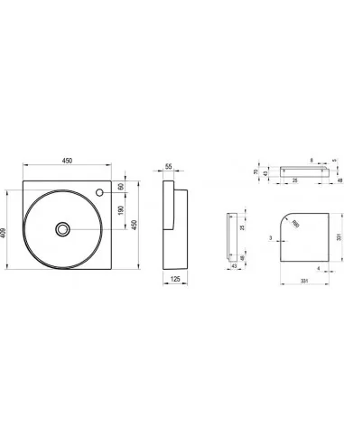 Praustuvas Yard 45 C su skyle maišytuvui, Alabaster pink, RAVAK