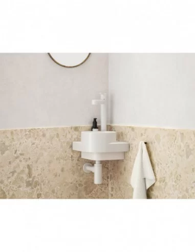 Mini praustuvas Yard 28 C, su skyle maišytuvui, Baltas matinis, RAVAK