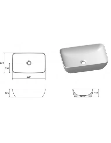 Praustuvas Uni 50 R Slim, Baltas matinis, RAVAK