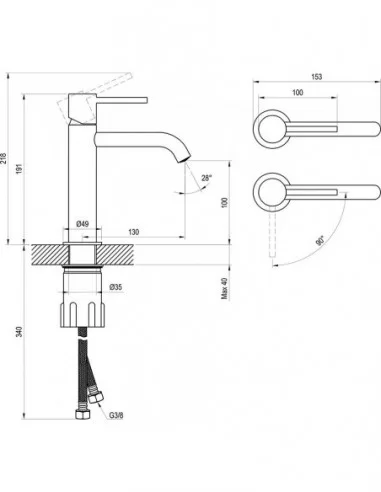 Praustuvo maišytuvas Espirit BeCool ES 012.01, Baltas matinis, RAVAK