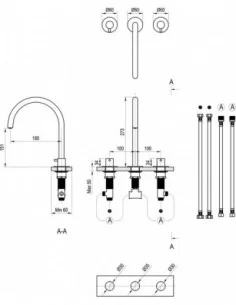 Maišytuvas Espirit 270 mm ES 018.00, Šlifuoto aukso, RAVAK