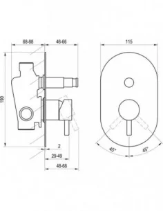 Paslėpto montavimo Espirit maišytuvas su automatiniu jungikliu, Šlifuoto aukso, RAVAK