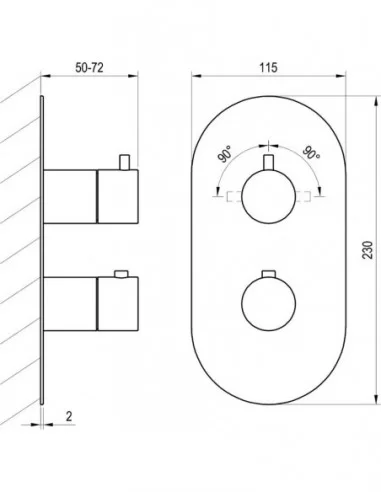 Espirit termostatinis potinkinis maišytuvas su jungikliu, skirtas montuoti su R-box ES 063.00, Šlifuoto aukso, RAVAK