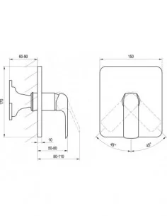 Potinkinis maišytuvas Flat be jungiklio, Juodas, RAVAK