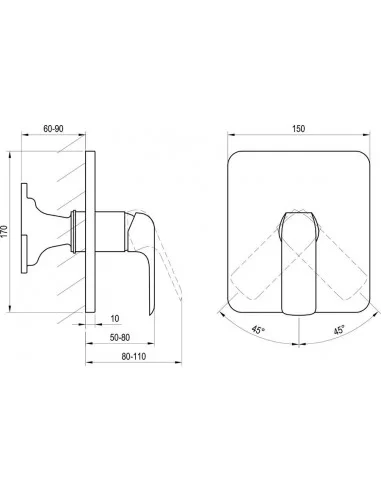 Potinkinis maišytuvas Flat be jungiklio, Juodas, RAVAK