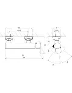 Sieninis dušo maišytuvas 10°, Chromas, RAVAK
