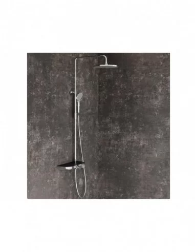 Dušo stovas Termo su Stop funkcija ir lentynėle, Blizgus chromas/juodas, RAVAK