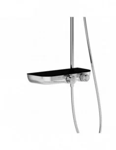 Dušo stovas Termo su Stop funkcija ir lentynėle, Blizgus chromas/juodas, RAVAK