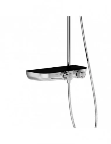 Dušo stovas Termo su Stop funkcija ir lentynėle, Blizgus chromas/juodas, RAVAK