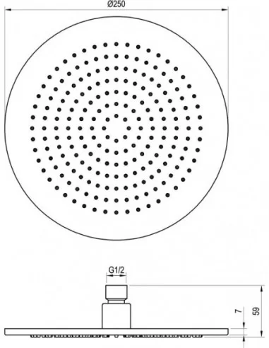 Apvali dušo galvutė Chrome 250 mm, Šlifuoto aukso, RAVAK