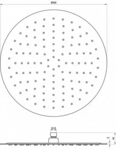 Apvali dušo Chrome galvutė 400 mm, Blizgus chromas, RAVAK