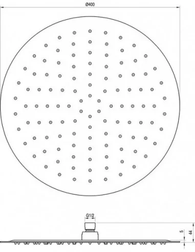 Apvali dušo Chrome galvutė 400 mm, Blizgus chromas, RAVAK