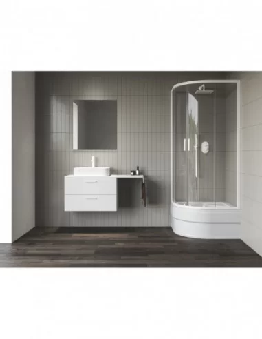 Žema dušo kabina Blix II NBLCP4 Sabina, Balta matinė, RAVAK