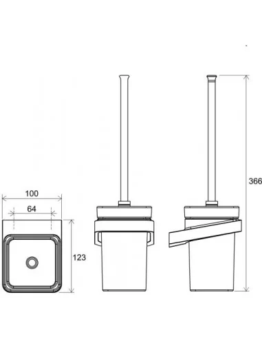 Tualeto šepetys su laikikliu ir indeliu (stiklas), RAVAK