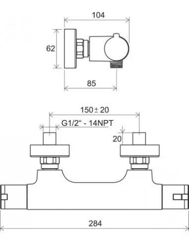 Termostatinis dušo maišytuvas TE 032.00/150, RAVAK