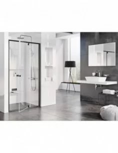 Dušo durys Pivot PDOP2, Juoda, RAVAK