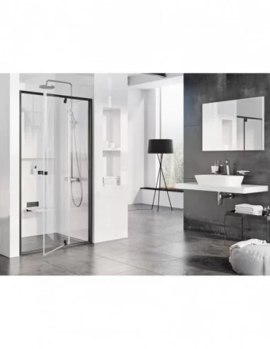 Dušo durys Pivot PDOP2, Juoda, RAVAK